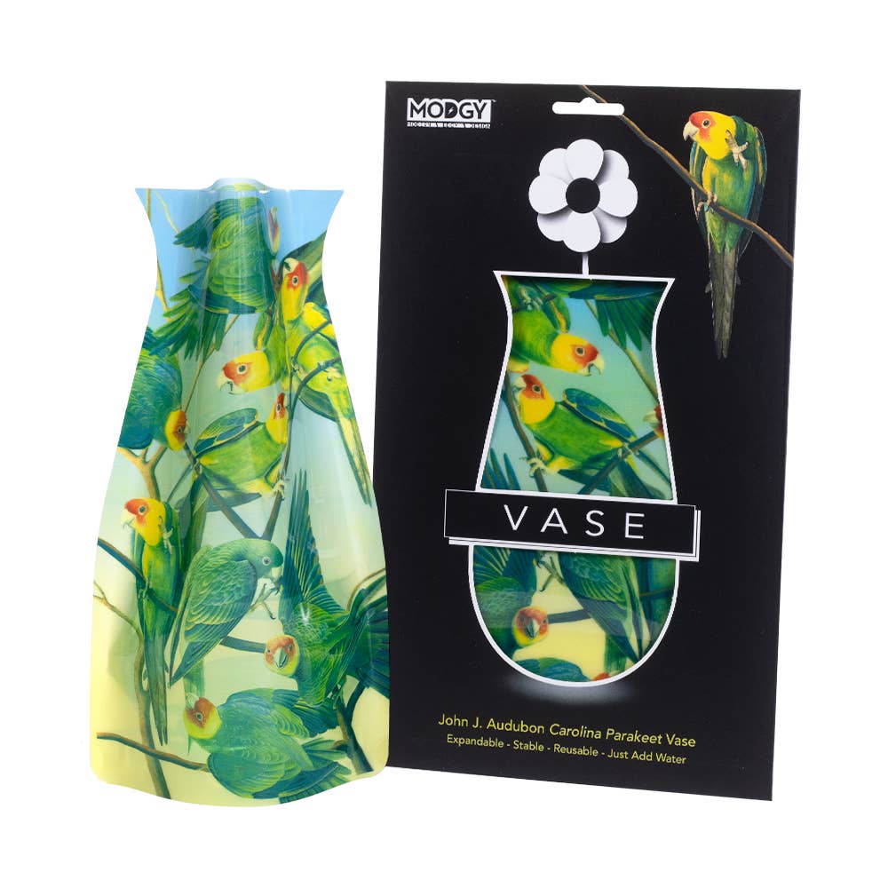 Modgy Expandable Vase - John J. Audubon Carolina Parakeets