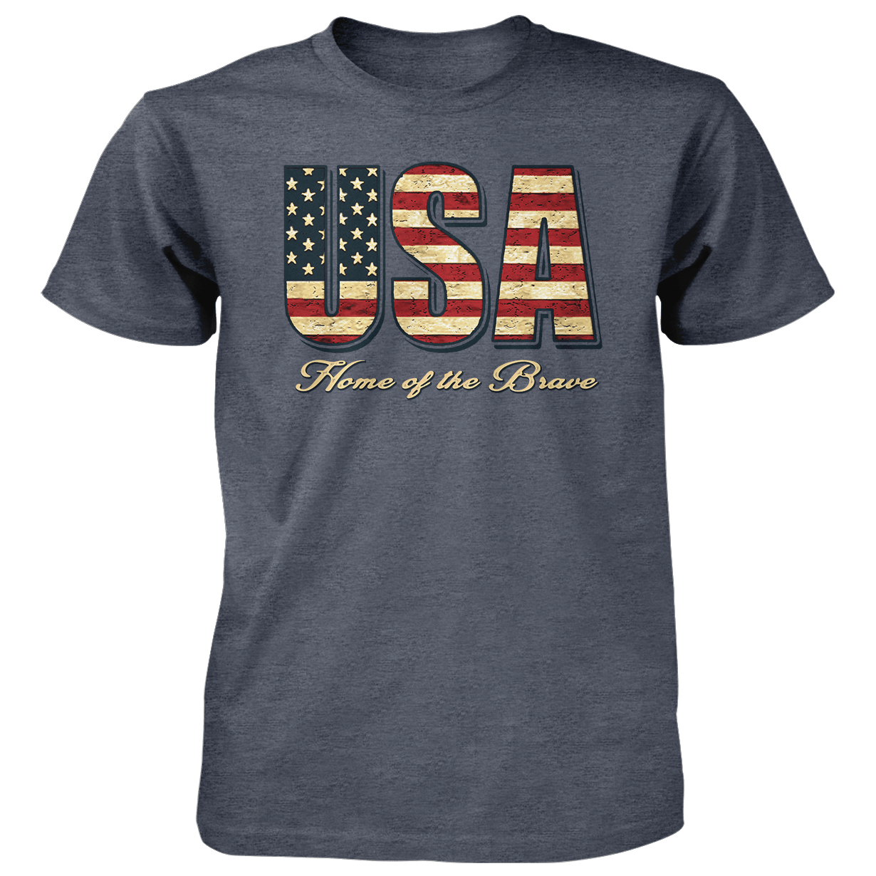 Vintage Flag USA T-Shirt: Heather Navy