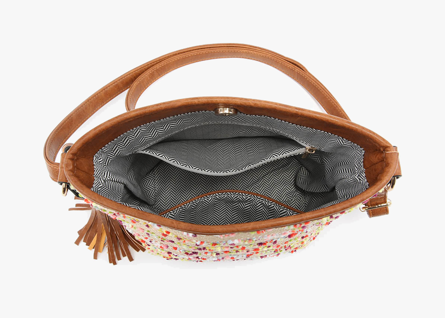 Autumn Straw Crossbody w/ Tassel: Herringbone/Taupe