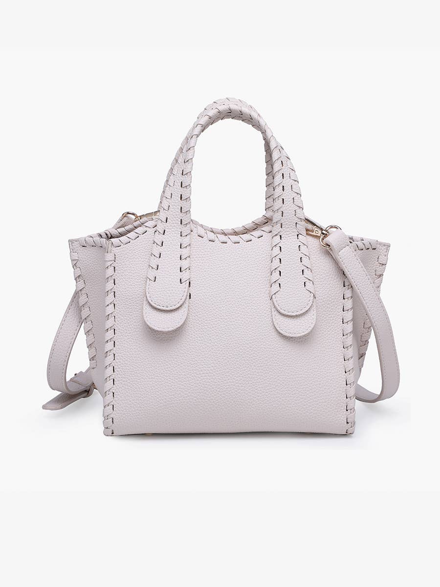 Marla Whipstitch Shaped Satchel: Off White