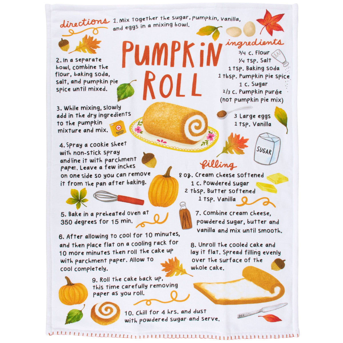 Pumpkin Roll Recipe Kitchen Towel – Primitives by Kathy