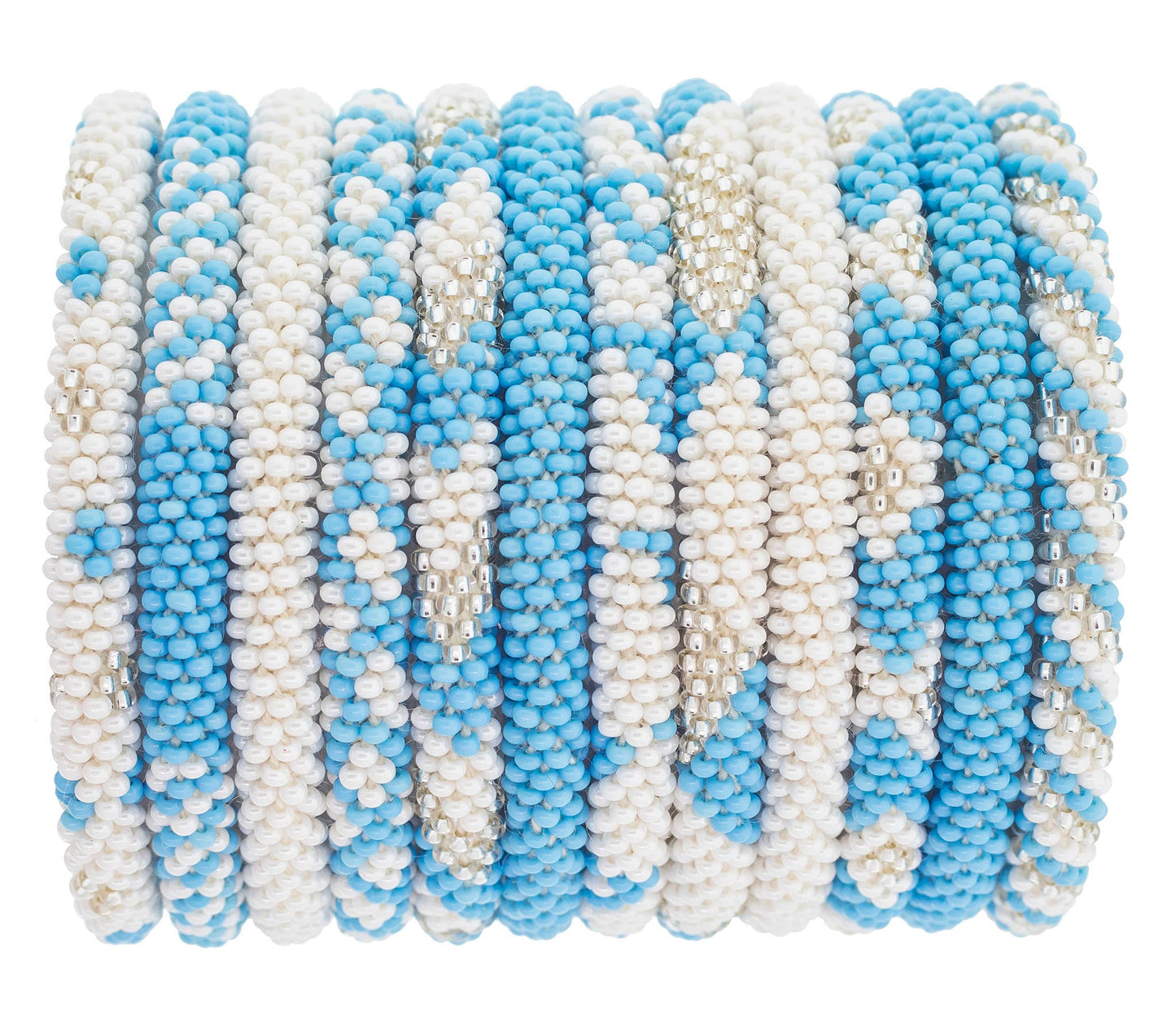 Roll-On® Bracelet Carolina Blue and White - Diamond Pattern