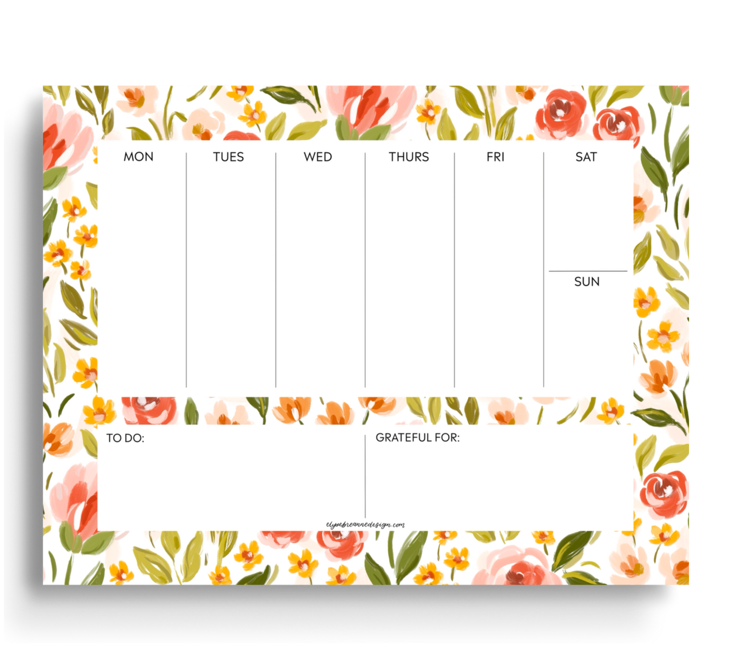 Spring Garden Weekly Planner Notepad, 8.5x11 in.