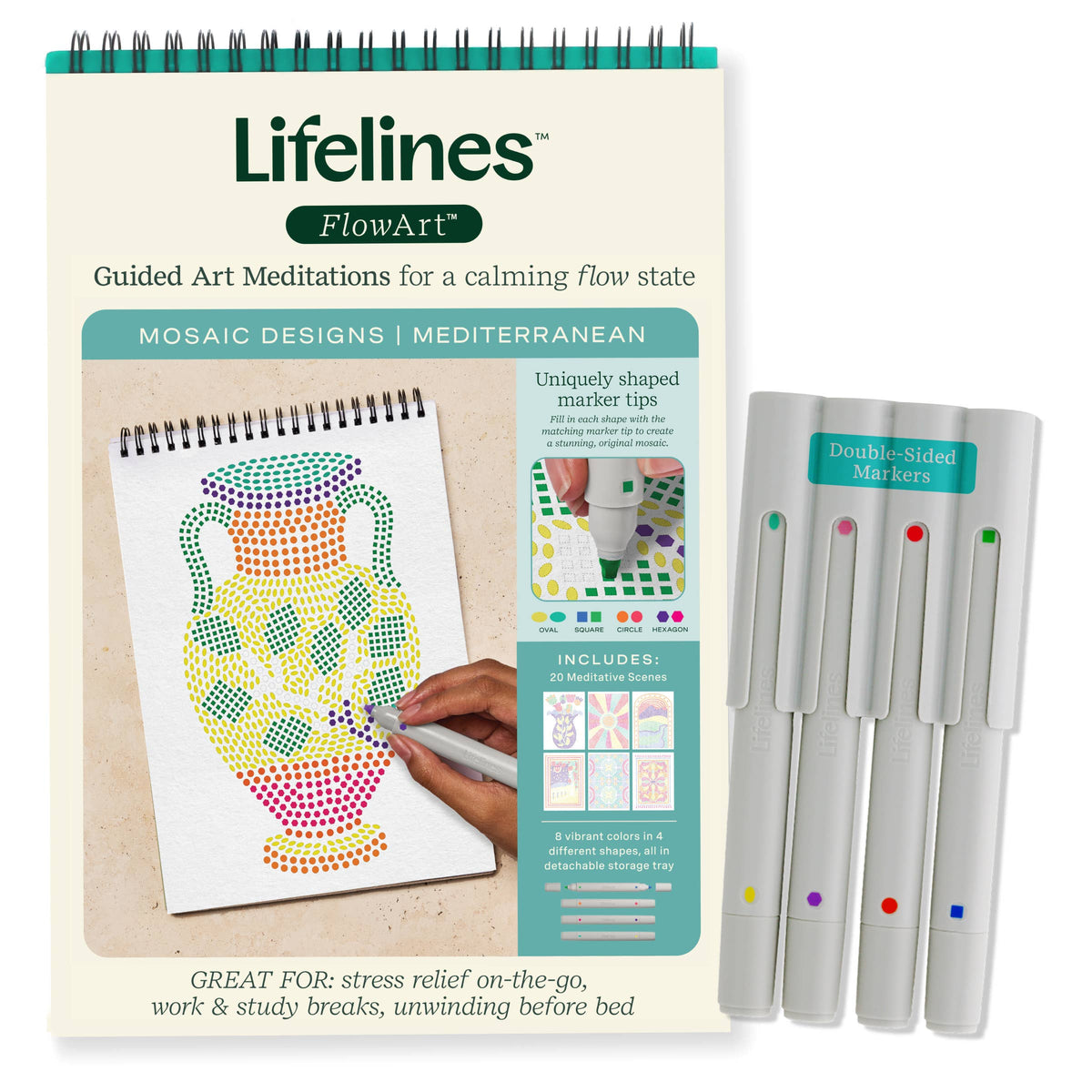 Lifelines FlowArt Mosaic Designs Mediterranean Stamp-by-Shape activity pad