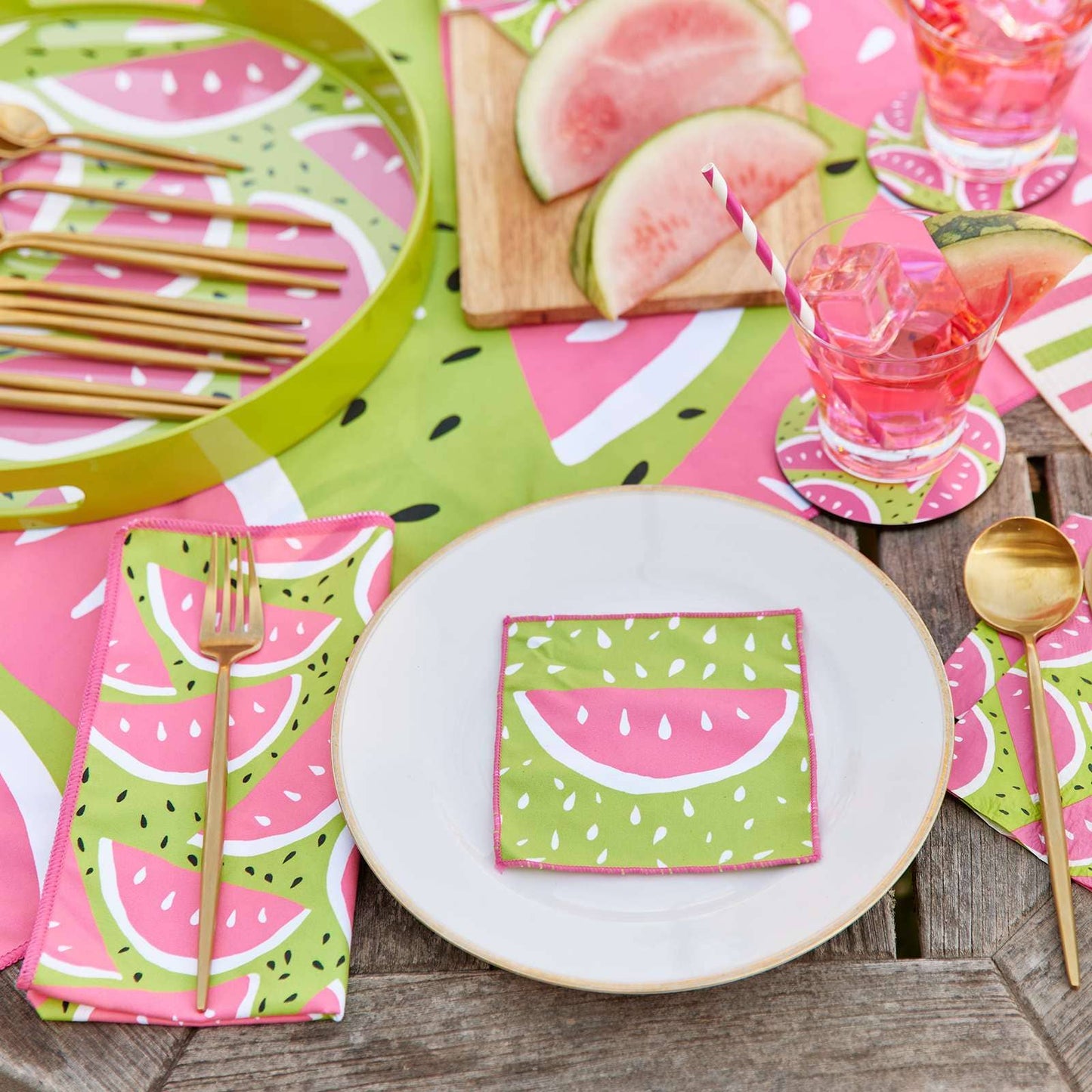 WATERMELON PARTY blu Dinner Napkins, set of 6