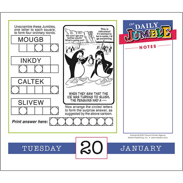 The Daily JUMBLE® 2026 Daily Calendar