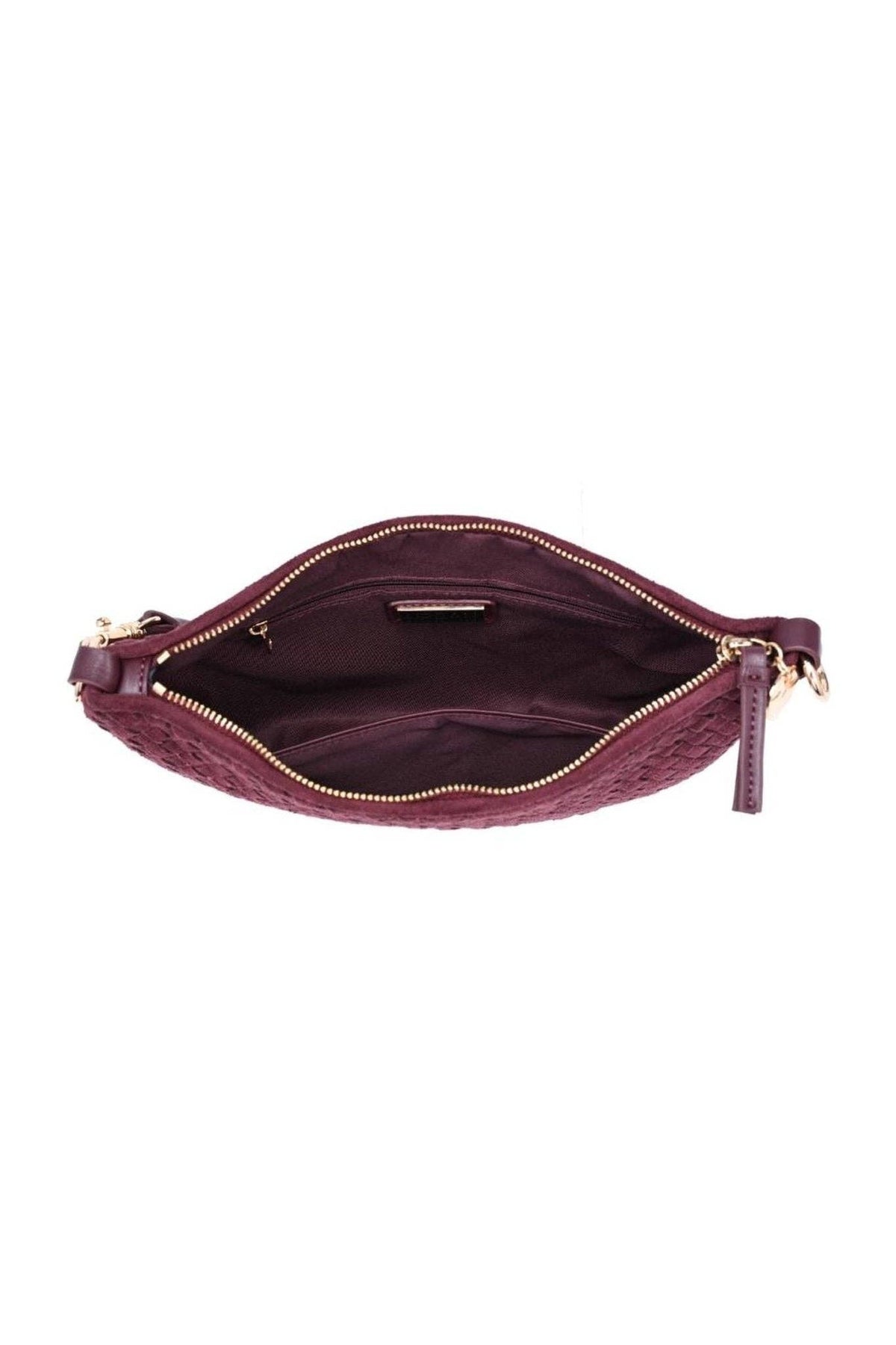 Jordan Burgundy Woven-Texture Shoulder Bag
