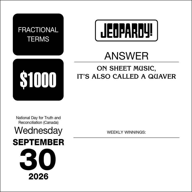 JEOPARDY! 2026 Day-to-Day Calendar by Sony