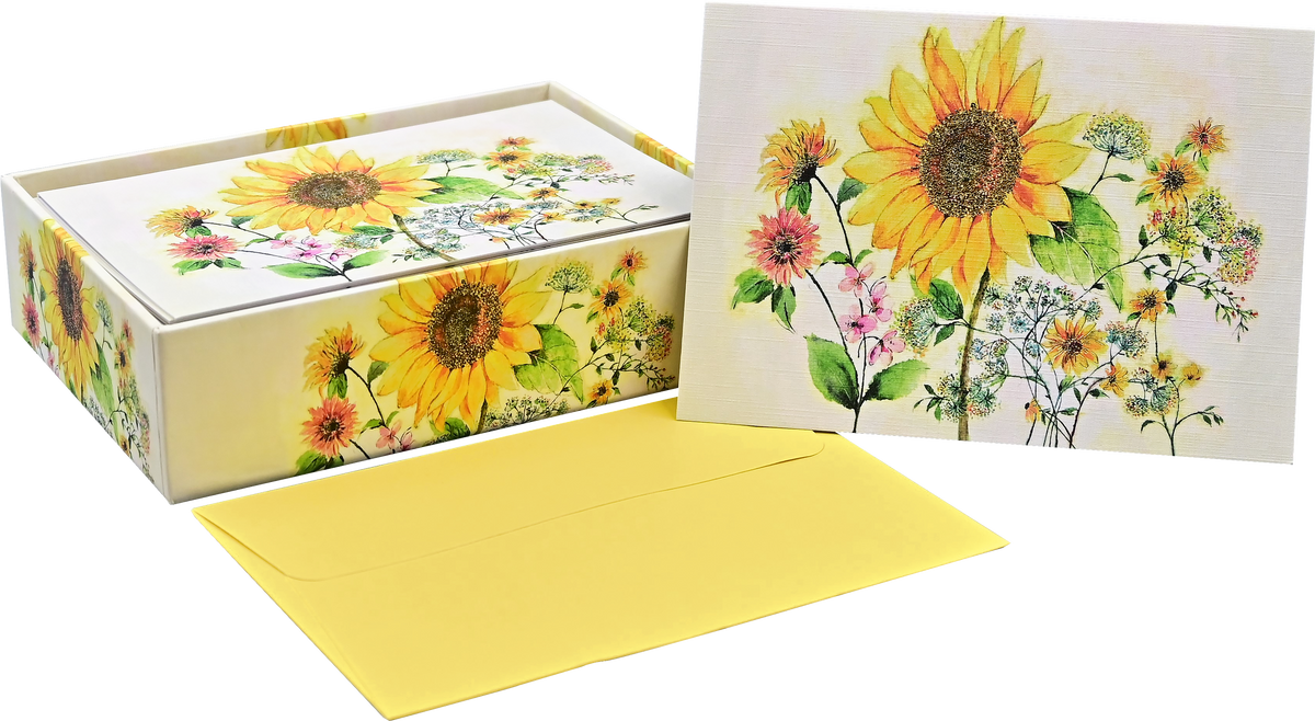 Watercolor Sunflower Note Cards – Peter Pauper Press