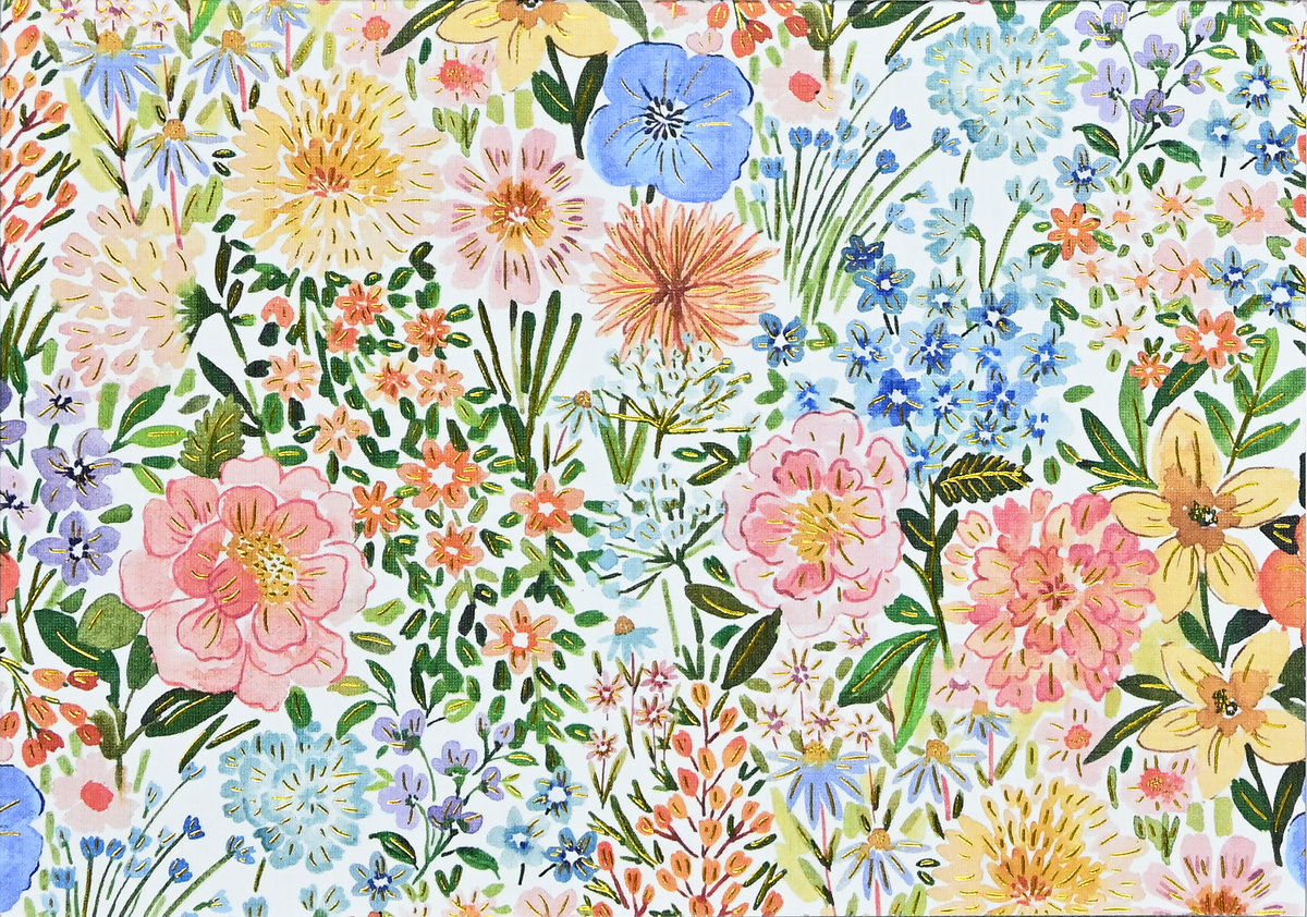 Floral Blooms Note Cards by Peter Pauper Press featuring pink peach and periwinkle flowers in a boxed stationery set