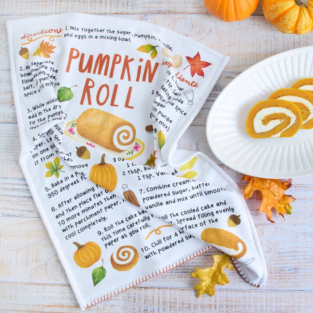 Pumpkin Roll Recipe Kitchen Towel – Primitives by Kathy