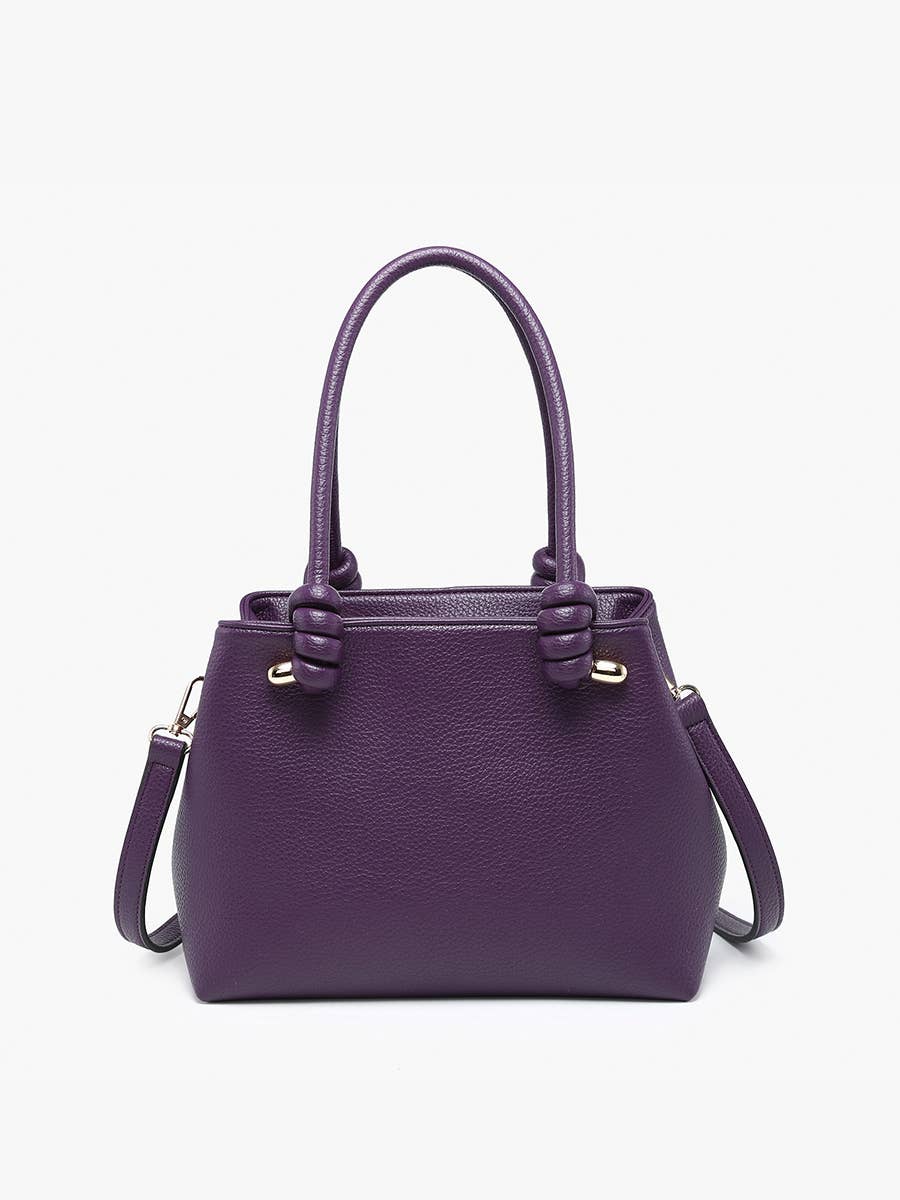 Blair Classic Satchel Bag – Knotted Handles & Strap |  Dark Purple