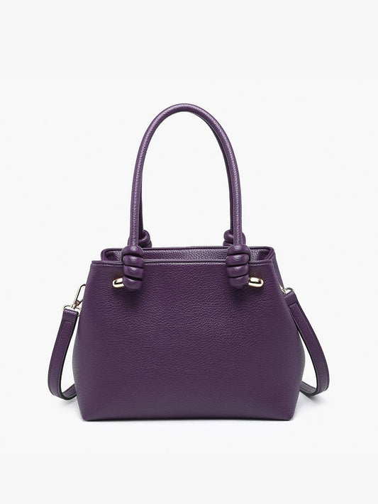Blair Classic Satchel Bag – Knotted Handles & Strap |  Dark Purple