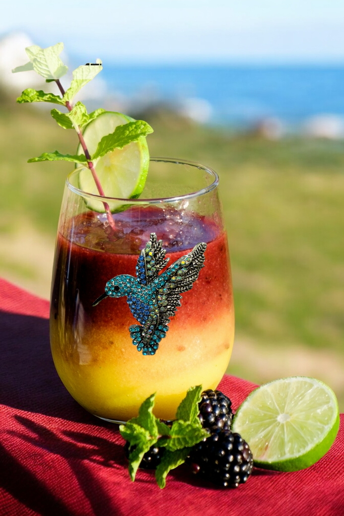 Hummingbird Jeweled Stemless Wine Glass