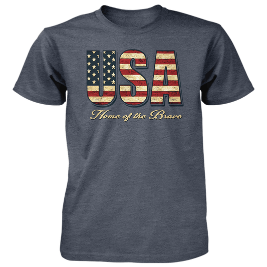 Vintage Flag USA T-Shirt: Heather Navy