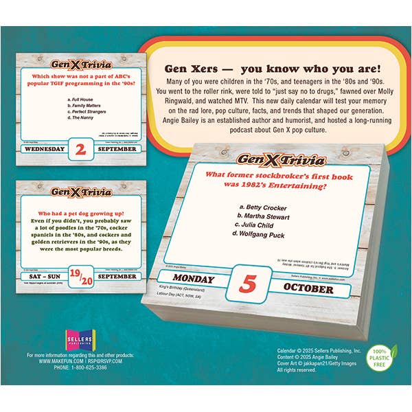 Daily Gen X Trivia 2026 Boxed Daily Calendar