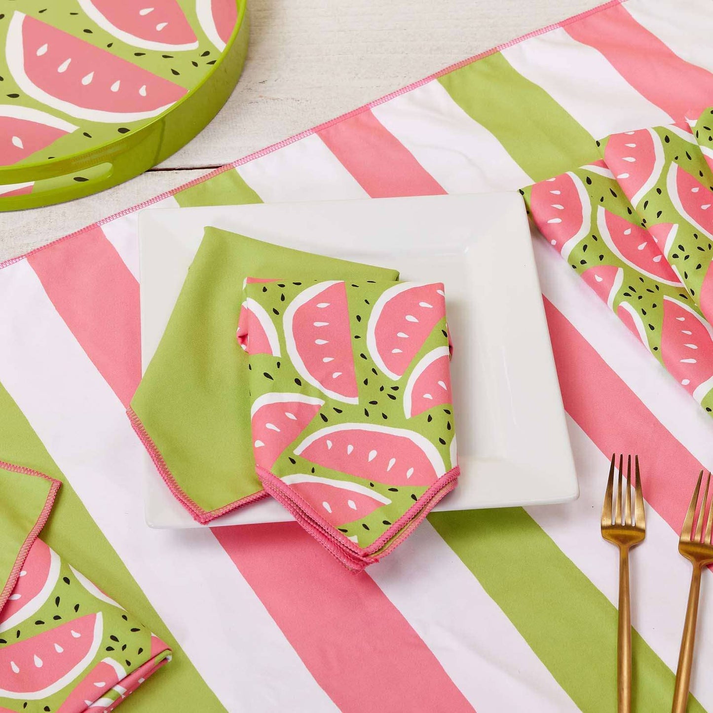 WATERMELON PARTY blu Dinner Napkins, set of 6