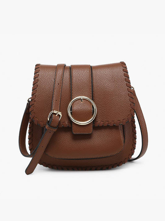 Sandra Buckle Flapover Crossbody: Brown