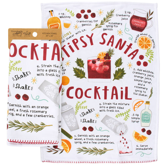 Tipsy Santa Cocktail Christmas Kitchen Towel – Primitives by Kathy