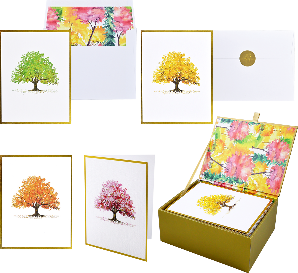 Watercolor Trees Premium Note Cards – Peter Pauper Press