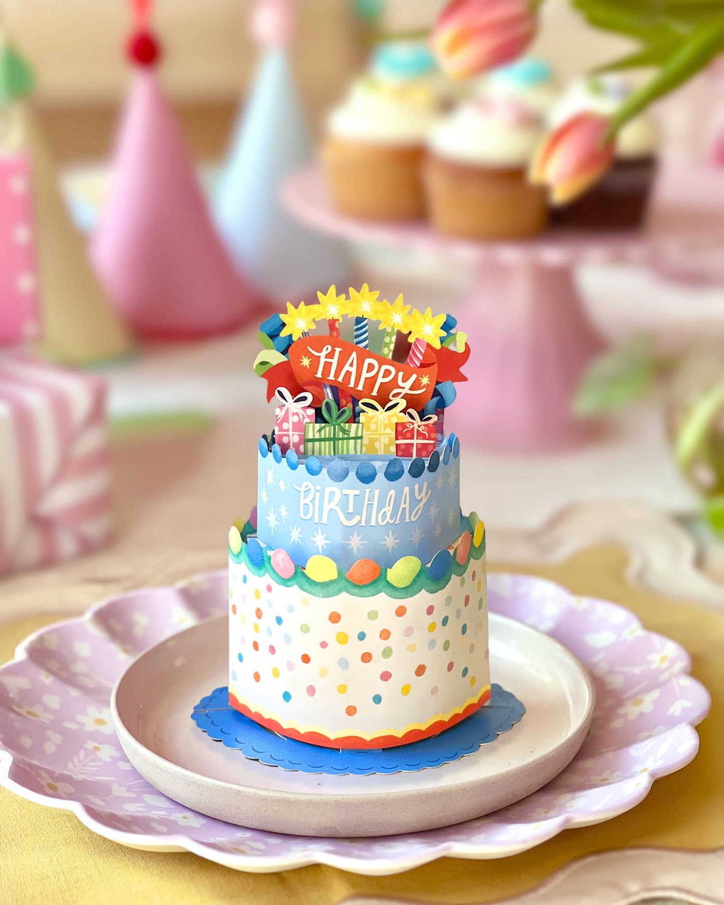 Mini Confetti Birthday Cake (10 Mini Pop-up Greeting Cards)