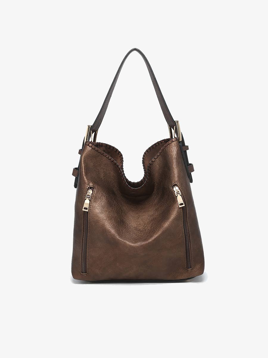 Alexa 2-in-1 Hobo Bag w/Dual Zip Compartments | Cocoa Pearl