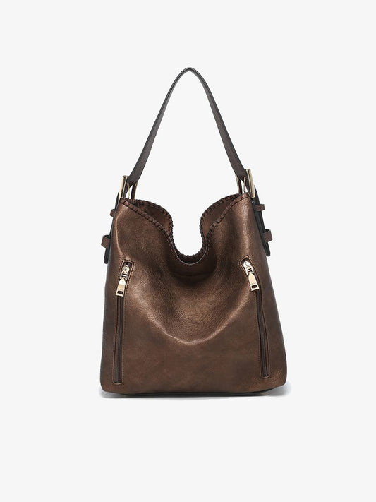 Alexa 2-in-1 Hobo Bag w/Dual Zip Compartments | Cocoa Pearl