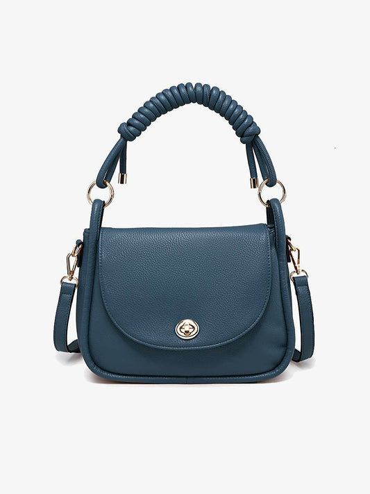 Effie Messenger Satchel Bag w/ Knotted Handle: Prussian Blue