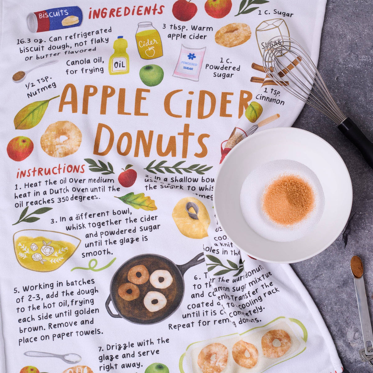 Apple Cider Donuts Recipe Kitchen Towel – Primitives by Kathy