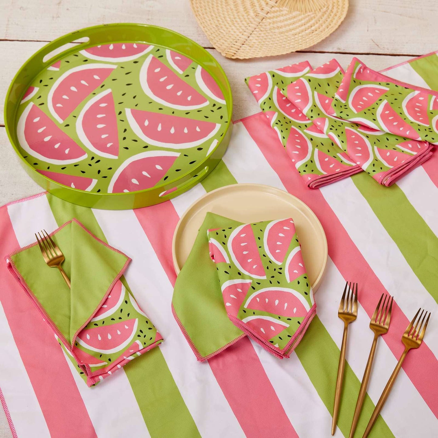 WATERMELON PARTY blu Dinner Napkins, set of 6