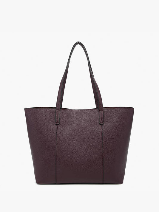 Millie Paneled Classic Tote Bag | Dark Plum