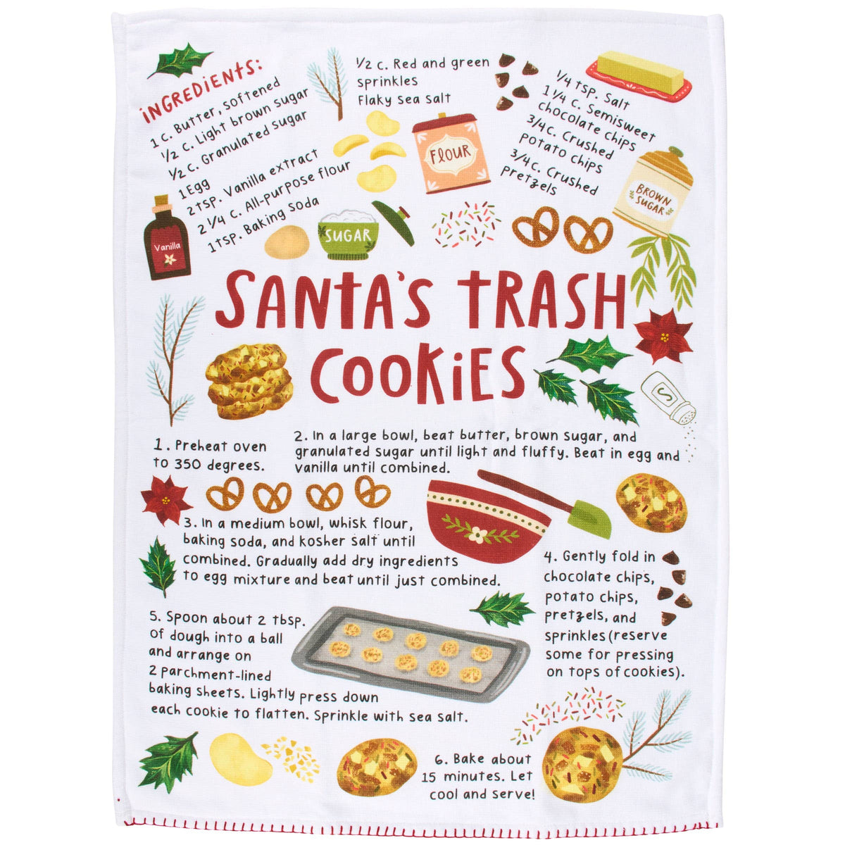 Santa's Trash Cookies Christmas Kitchen Towel – Primitives by Kathy