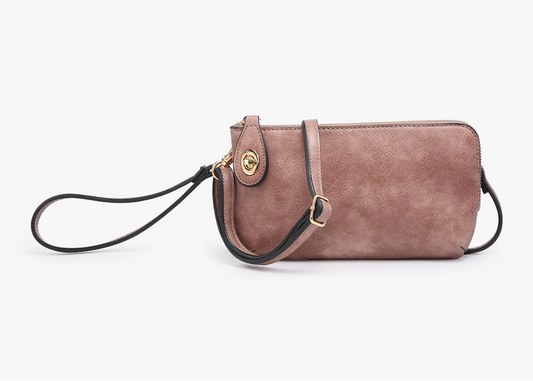 Kendall Crossbody/Wristlet w/ Twist Lock Closure: Mocha