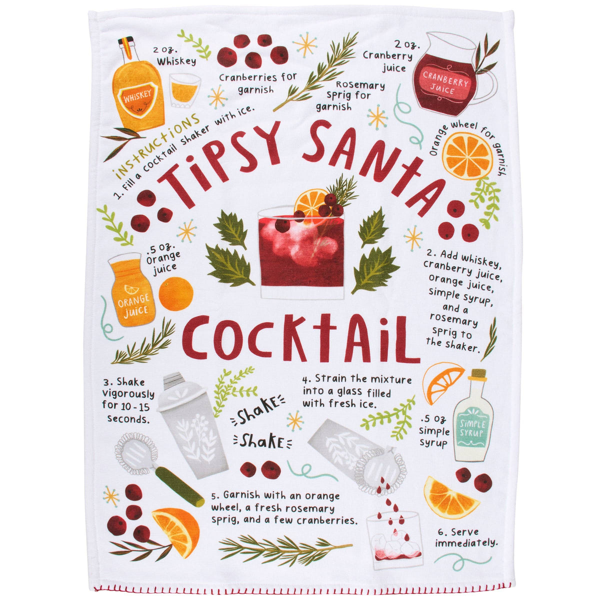 Tipsy Santa Cocktail Christmas Kitchen Towel – Primitives by Kathy