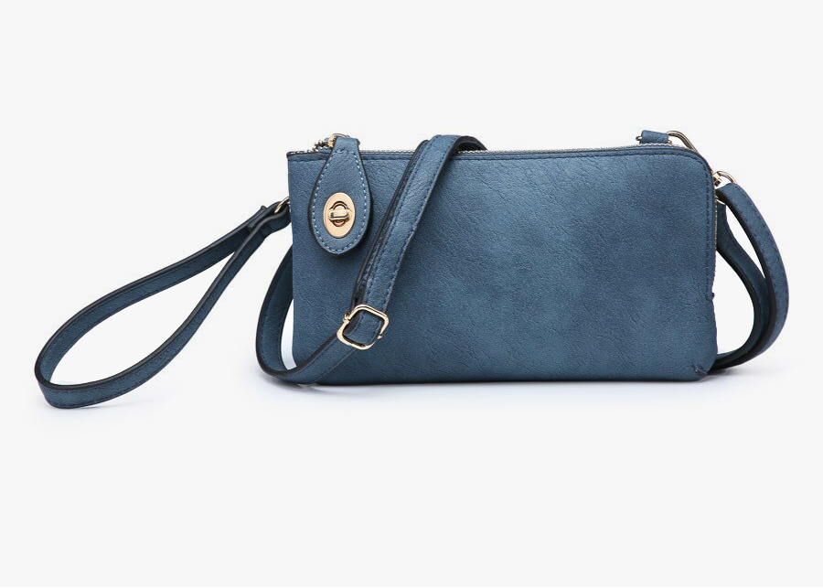 Kendall Crossbody/Wristlet w/ Twist Lock Closure: Indigo