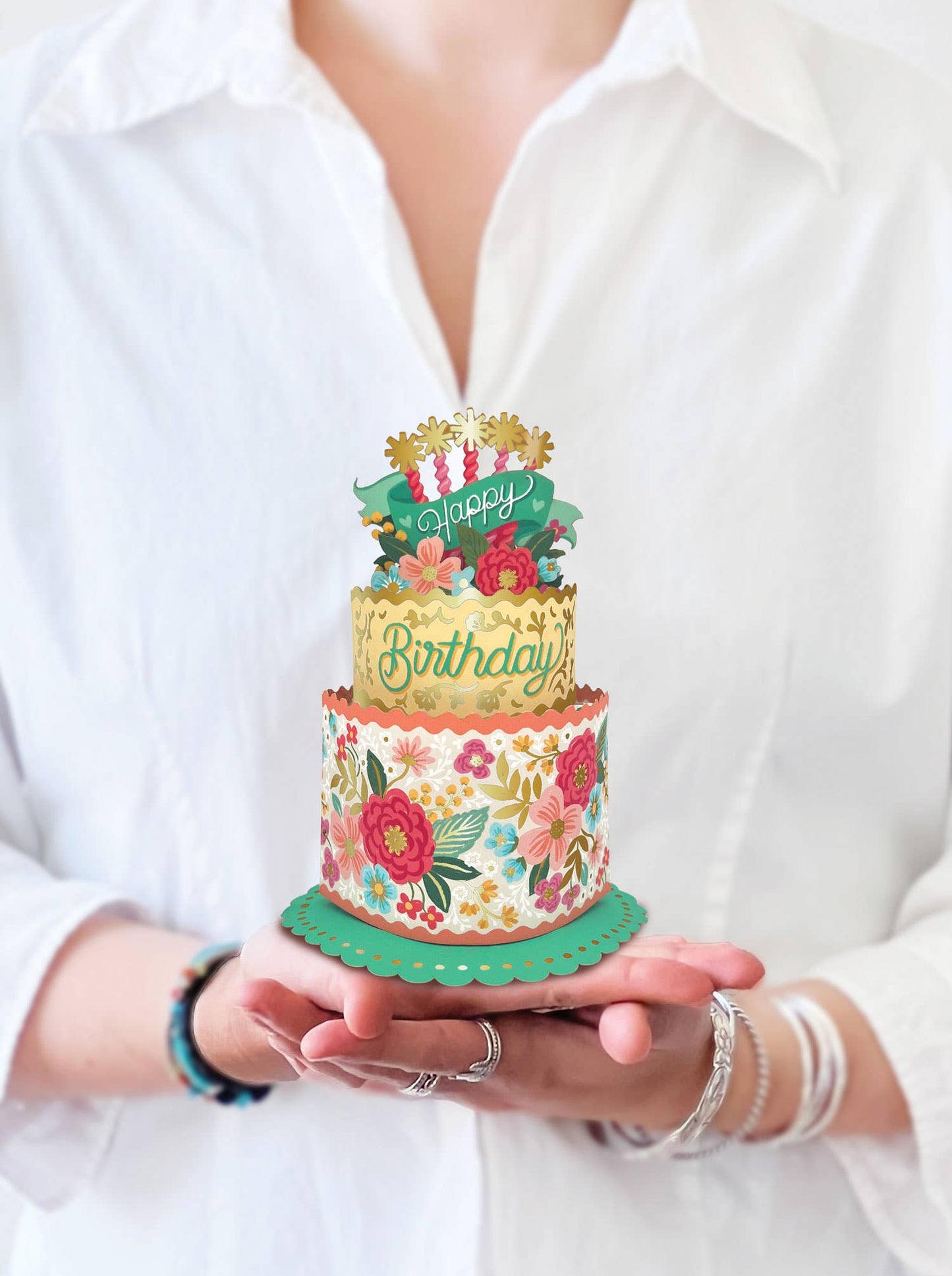 Mini Blooming Birthday Cake (10 Mini Pop-up Greeting Cards)