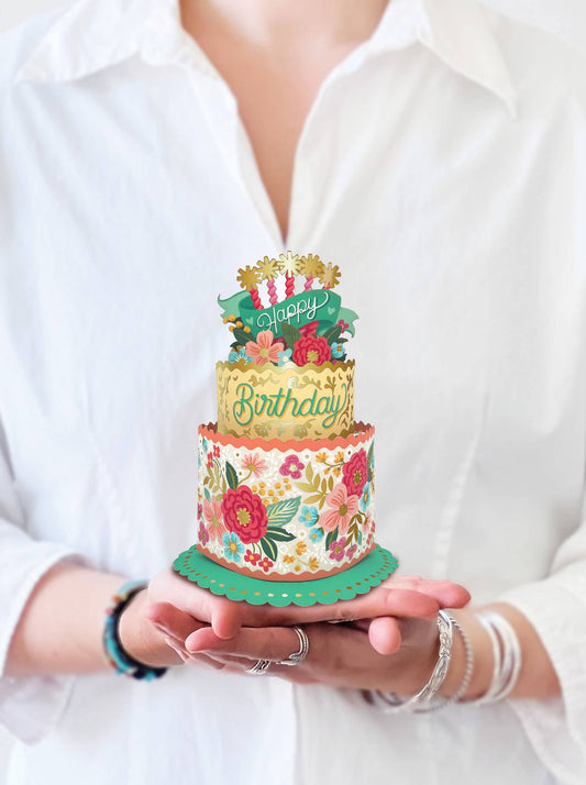 Mini Blooming Birthday Cake (10 Mini Pop-up Greeting Cards)