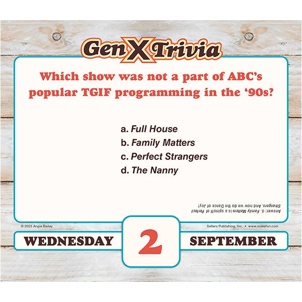 Daily Gen X Trivia 2026 Boxed Daily Calendar