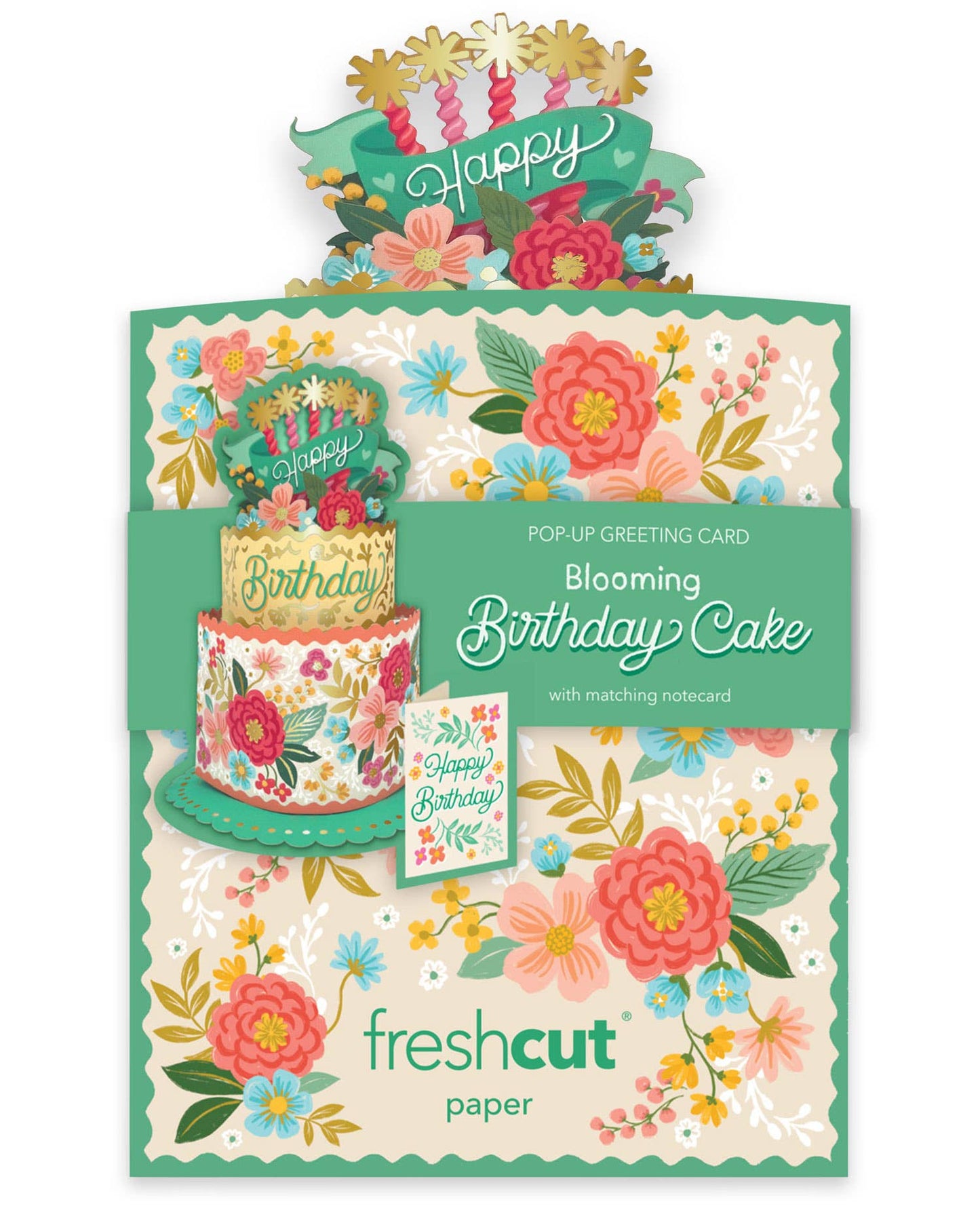 Mini Blooming Birthday Cake (10 Mini Pop-up Greeting Cards)