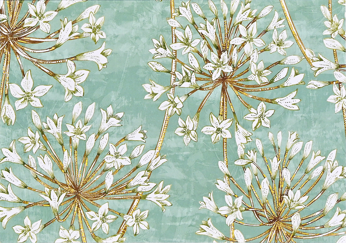 Allium Blossoms Note Cards by Peter Pauper Press featuring delicate white flowers and gold foil accents in a boxed stationery set