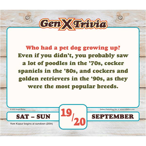 Daily Gen X Trivia 2026 Boxed Daily Calendar
