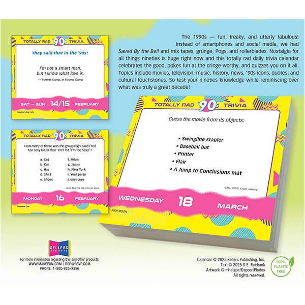 Totally Rad 90s Trivia 2026 Boxed Daily Calendar
