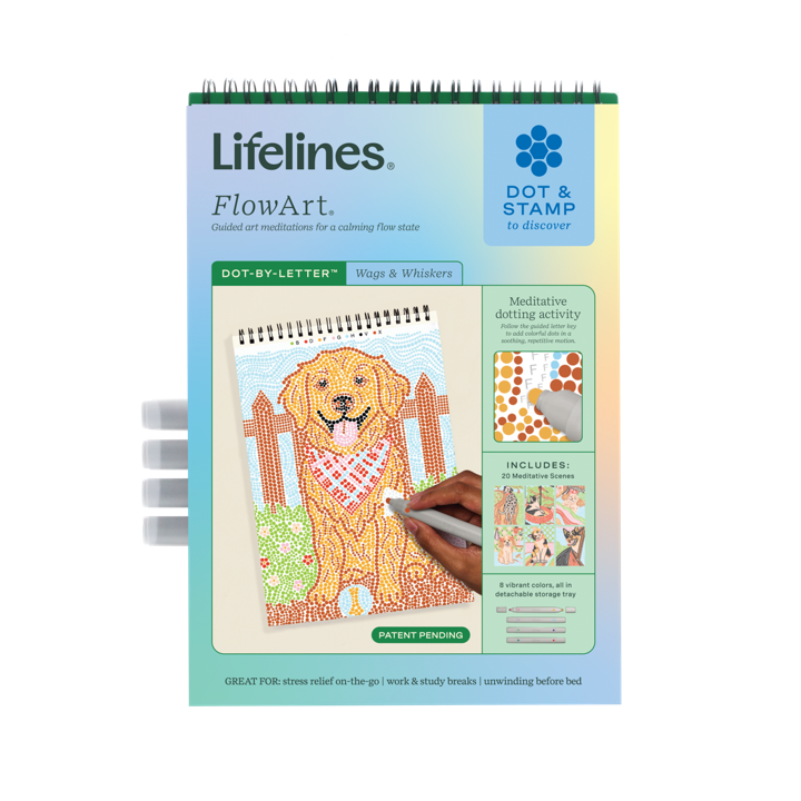 Lifelines FlowArt Dot by Letter Wags and Whiskers animal art activity pad