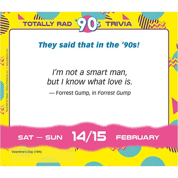 Totally Rad 90s Trivia 2026 Boxed Daily Calendar
