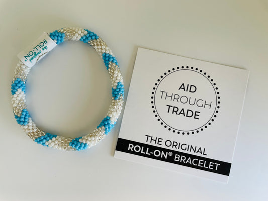 Roll-On® Bracelet Carolina Blue and White - Stripe Pattern