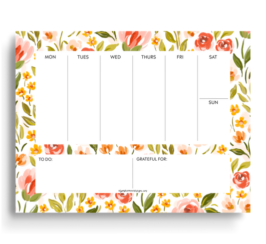 Spring Garden Weekly Planner Notepad, 8.5x11 in.