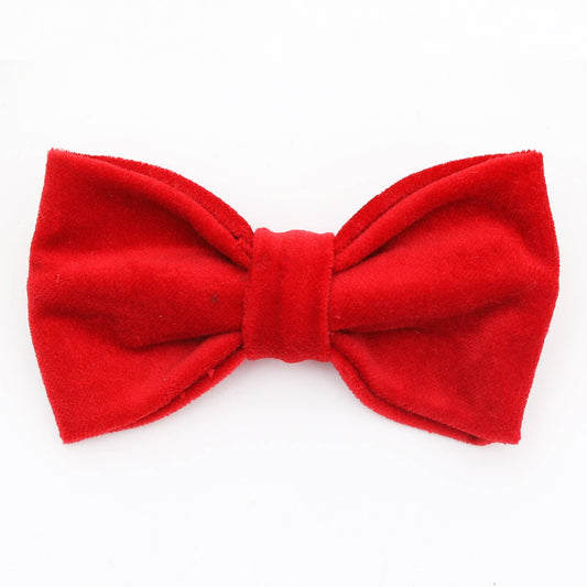 Velveteen Dog Collar Bow Tie - Red