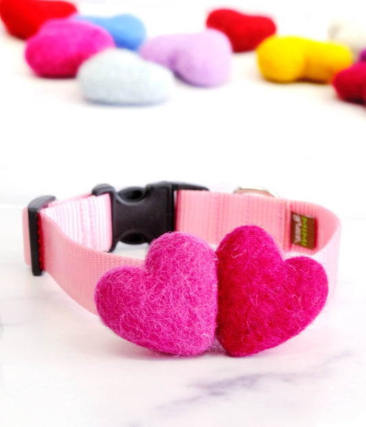 We Heart You Dog Collar Accessory (Double) - 2 Pink