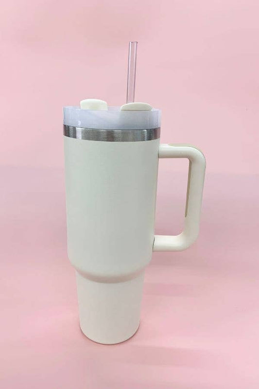 40oz Quencher Tumbler with Handle and Straw - Cream