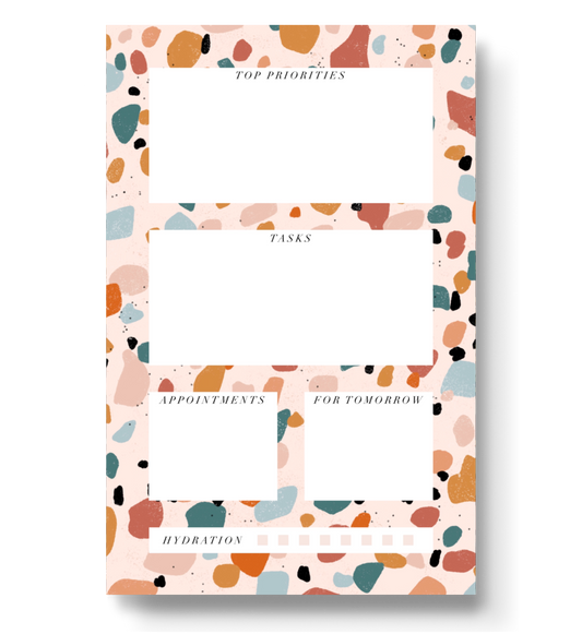 Terrazzo Daily Planner Notepad, 8.5x5.5 in.